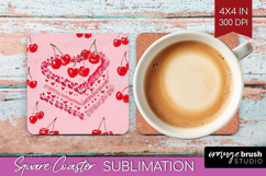 Preppy Valentine Square Coaster - Hand Drawn Valentines Day Product Image 1