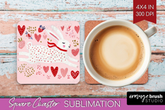 Preppy Valentine Square Coaster - Hand Drawn Valentines Day Product Image 1