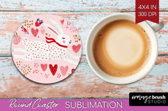 Preppy Valentine Round Coaster - Hand Drawn Valentines Day Product Image 1