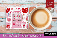 Preppy Valentine Square Coaster - Hand Drawn Valentines Day Product Image 1