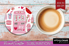 Preppy Valentine Round Coaster - Hand Drawn Valentines Day Product Image 1