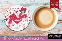 Preppy Valentine Round Coaster - Hand Drawn Valentines Day Product Image 1