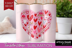 Preppy Valentine Tumbler Wrap - Hand Drawn Valentines Day Product Image 1