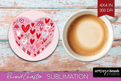 Preppy Valentine Round Coaster - Hand Drawn Valentines Day Product Image 1