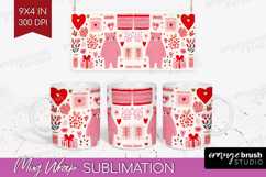Preppy Valentine Mug Wrap - Hand Drawn Valentines Day Mug Product Image 1