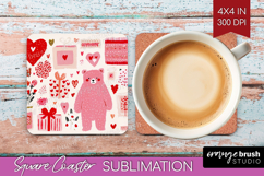 Preppy Valentine Square Coaster - Hand Drawn Valentines Day Product Image 1