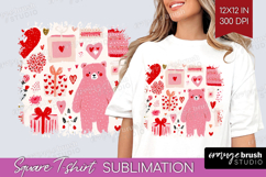 Preppy Valentine Square Tshirt Background - Hand Drawn Day Product Image 1