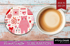 Preppy Valentine Round Coaster - Hand Drawn Valentines Day Product Image 1