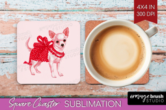 Preppy Valentine Square Coaster - Hand Drawn Valentines Day Product Image 1