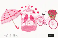 Pink Girly Valentines Clipart | Valentine's Day PNG Product Image 1