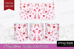 Preppy Valentine Mug Wrap - Hand Drawn Valentines Day Mug Product Image 1