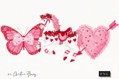 Pink Girly Valentines Clipart | Valentine's Day PNG Product Image 1
