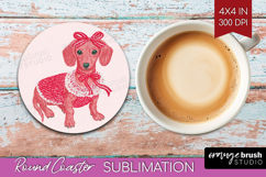 Preppy Valentine Round Coaster - Hand Drawn Valentines Day Product Image 1