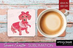 Preppy Valentine Square Coaster - Hand Drawn Valentines Day Product Image 1