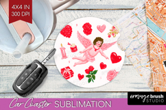 Preppy Valentine Car Coaster - Hand Drawn Valentines Day PNG Product Image 1