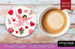 Preppy Valentine Round Coaster - Hand Drawn Valentines Day Product Image 1