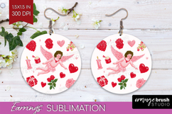 Preppy Valentine Round Earrings - Hand Drawn Valentines Day Product Image 1