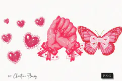 Pink Girly Valentines Clipart | Valentine's Day PNG Product Image 1