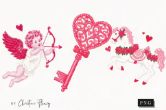 Pink Girly Valentines Clipart | Valentine's Day PNG Product Image 1