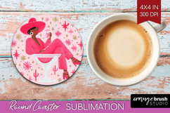 Preppy Valentine Round Coaster - Hand Drawn Valentines Day Product Image 1