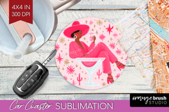 Preppy Valentine Car Coaster - Hand Drawn Valentines Day PNG Product Image 1