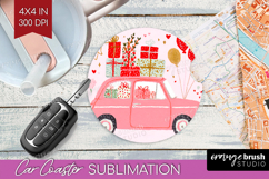 Preppy Valentine Car Coaster - Hand Drawn Valentines Day PNG Product Image 1