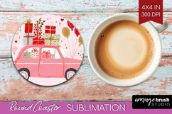 Preppy Valentine Round Coaster - Hand Drawn Valentines Day Product Image 1