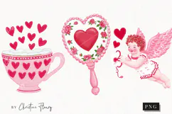 Pink Girly Valentines Clipart | Valentine's Day PNG Product Image 1