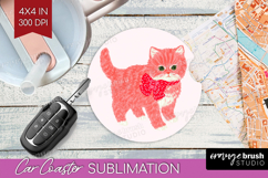 Preppy Valentine Car Coaster - Hand Drawn Valentines Day PNG Product Image 1