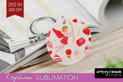 Preppy Valentine Keychain PNG - Hand Drawn Valentines Day Product Image 1