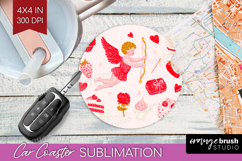 Preppy Valentine Car Coaster - Hand Drawn Valentines Day PNG Product Image 1