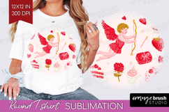 Preppy Valentine Round Tshirt Background - Hand Drawn Day Product Image 1