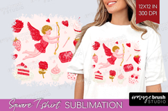 Preppy Valentine Square Tshirt Background - Hand Drawn Day Product Image 1