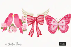 Pink Girly Valentines Clipart | Valentine's Day PNG Product Image 1