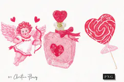 Pink Girly Valentines Clipart | Valentine's Day PNG Product Image 1