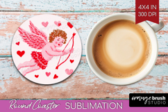 Preppy Valentine Round Coaster - Hand Drawn Valentines Day Product Image 1