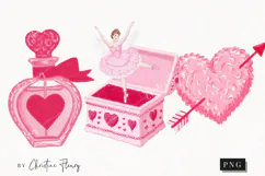 Pink Girly Valentines Clipart | Valentine's Day PNG Product Image 1