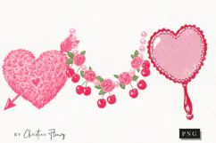 Pink Girly Valentines Clipart | Valentine's Day PNG Product Image 1