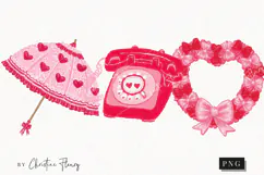 Pink Girly Valentines Clipart | Valentine's Day PNG Product Image 1