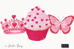 Pink Girly Valentines Clipart | Valentine's Day PNG Product Image 1