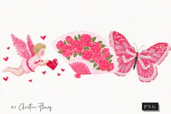 Pink Girly Valentines Clipart | Valentine's Day PNG Product Image 1