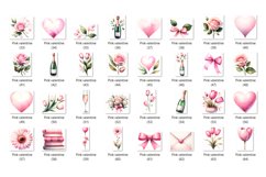 Pink Valentine Clipart Bundle Watercolor Cliparts