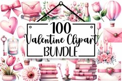 Pink Valentine Clipart Bundle Watercolor Cliparts