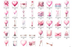 Pink Valentine Clipart Bundle Watercolor Cliparts