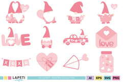 Pink Valentine clipart collection featuring coordinated love themed artwork