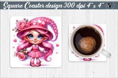 Square Coasters | Valentines Gnome Product Image 1