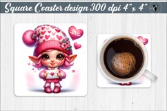 Square Coasters | Valentines Gnome Product Image 1