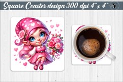 Square Coasters | Valentines Gnome Product Image 1
