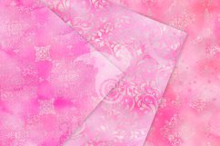 Pink and Silver Watercolor Damask Digital Paper Product Image 3