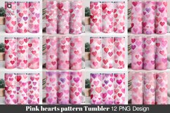 Pink Watercolor Valentine&#039;s Hearts Pattern Tumbler Design Product Image 1